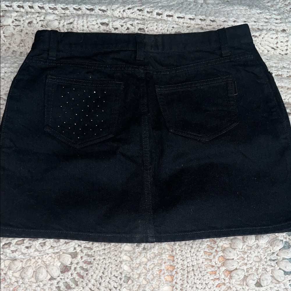 Saint Laurent Black Mini Skirt with Studded Pocket
